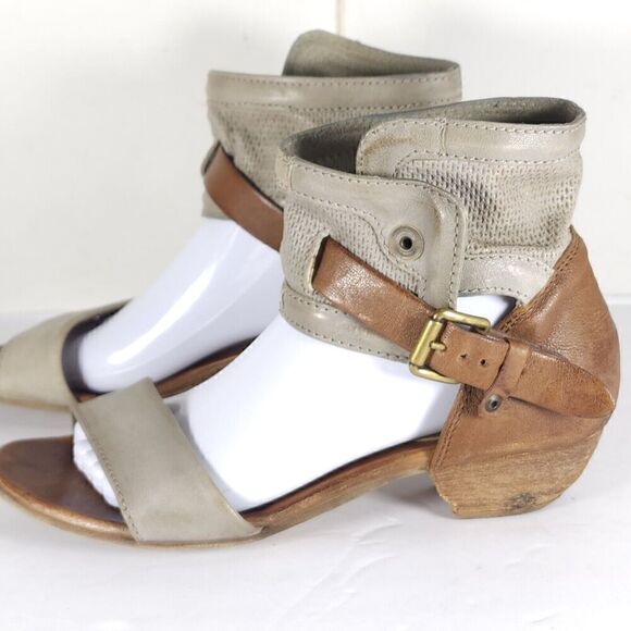 Miz Mooz Women's Cali US8-8,5 EU39 Brown Gray Ankle Wrap Gladiator Sandals Shoes - Picture 2 of 16